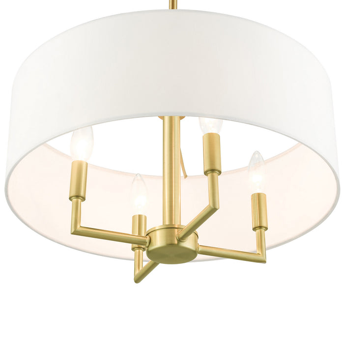 Four Light Chandelier from the Meridian collection in Satin Brass finish