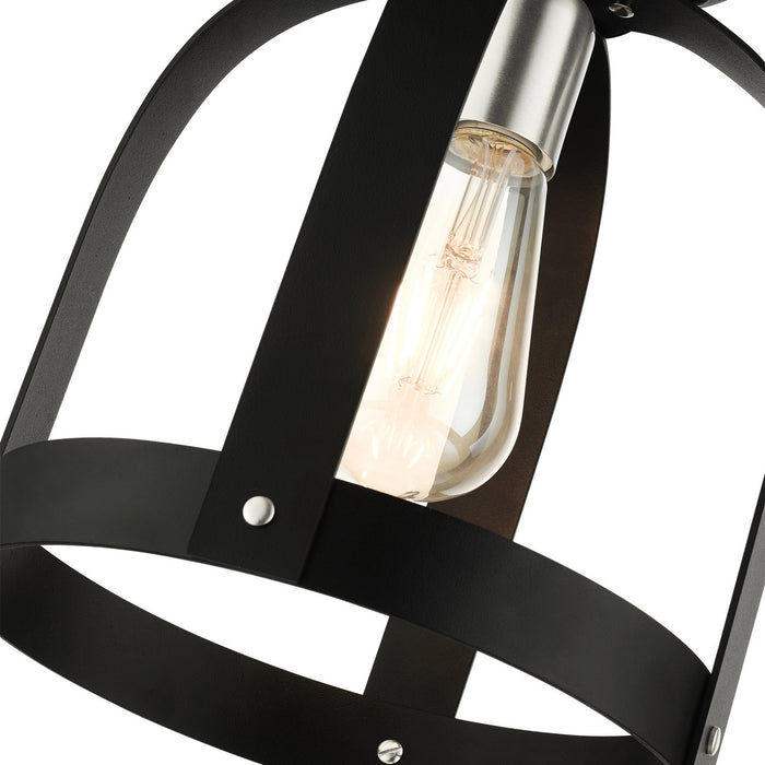 One Light Semi Flush Mount from the Stoneridge collection in Textured Black finish