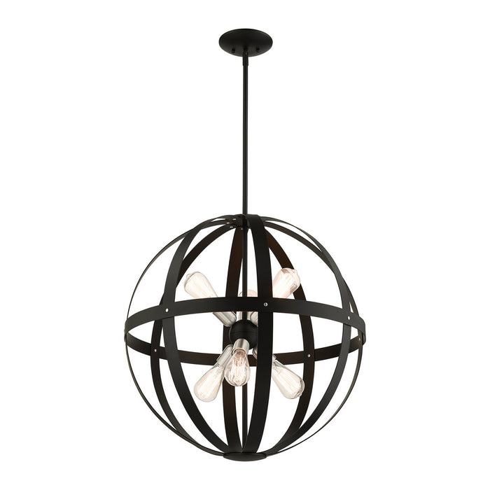 Six Light Chandelier from the Stoneridge collection in Textured Black finish
