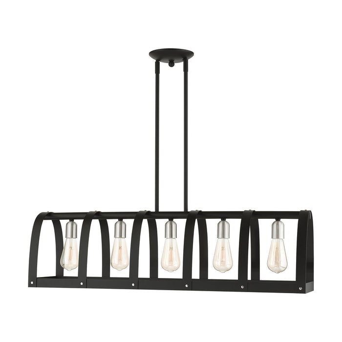 Five Light Linear Chandelier from the Stoneridge collection in Textured Black finish