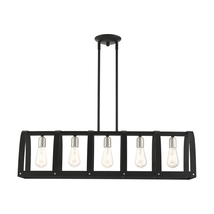 Five Light Linear Chandelier from the Stoneridge collection in Textured Black finish