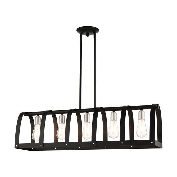 Five Light Linear Chandelier from the Stoneridge collection in Textured Black finish