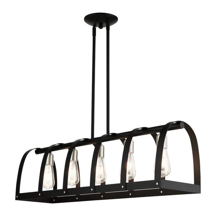 Five Light Linear Chandelier from the Stoneridge collection in Textured Black finish