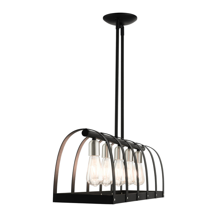 Five Light Linear Chandelier from the Stoneridge collection in Textured Black finish