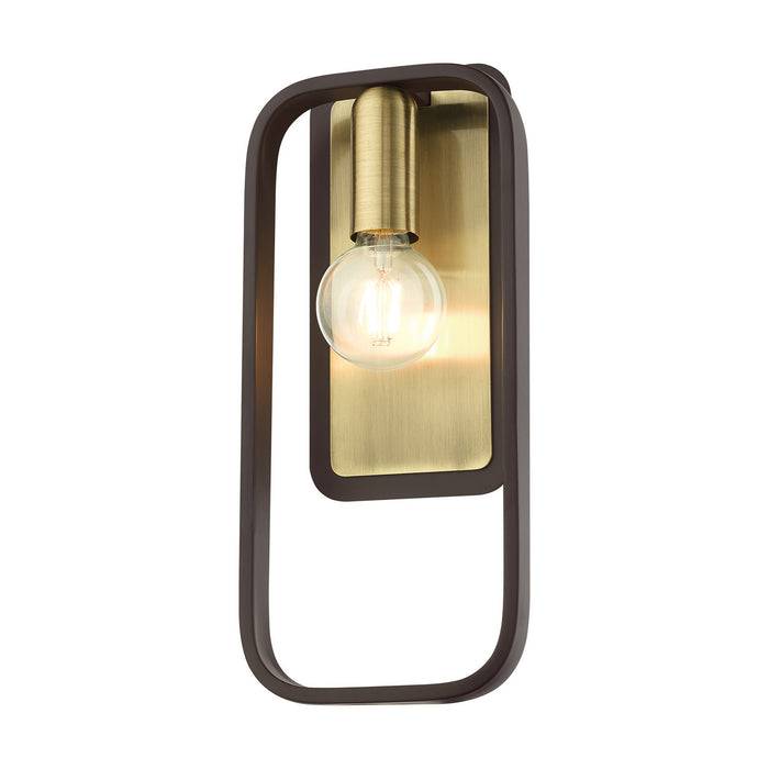 One Light Wall Sconce from the Bergamo collection in Bronze with Antique Brass finish
