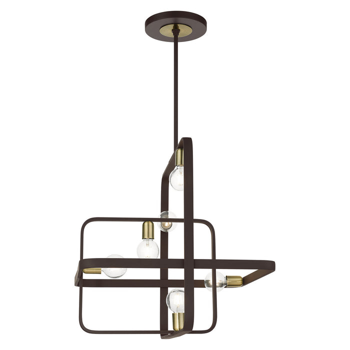 Six Light Chandelier from the Bergamo collection in Bronze with Antique Brass finish