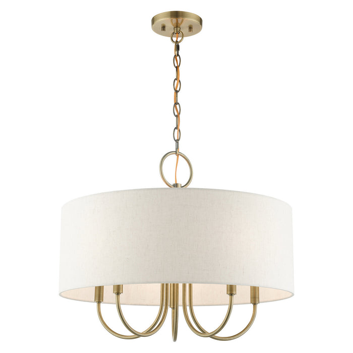 Five Light Chandelier from the Blossom collection in Antique Brass finish