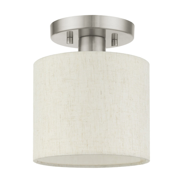 One Light Semi Flush Mount from the Meadow collection in Brushed Nickel finish