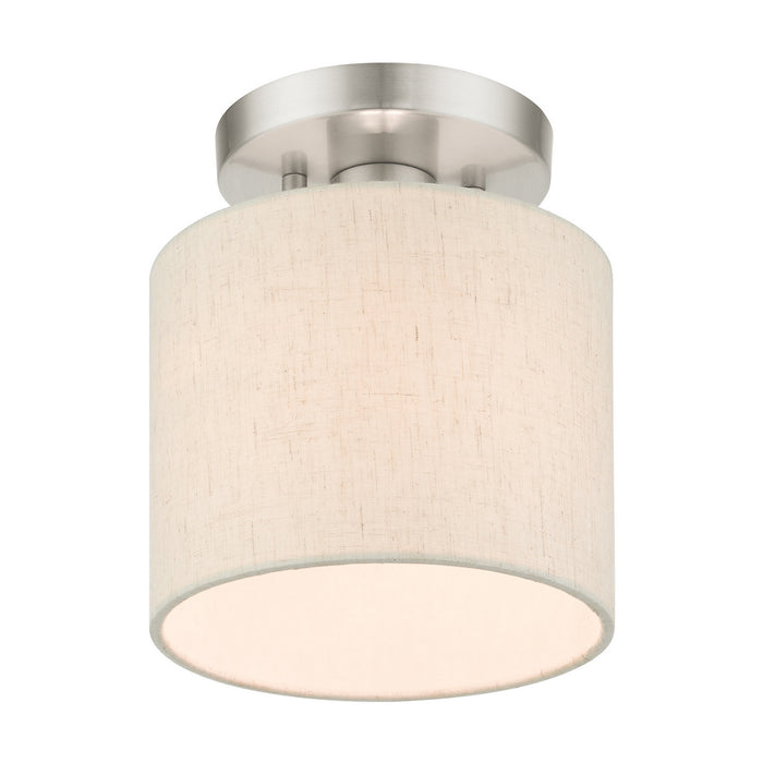 One Light Semi Flush Mount from the Meadow collection in Brushed Nickel finish