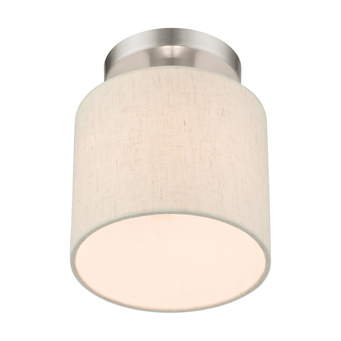 One Light Semi Flush Mount from the Meadow collection in Brushed Nickel finish