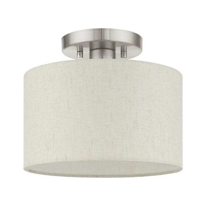 One Light Semi Flush Mount from the Meadow collection in Brushed Nickel finish