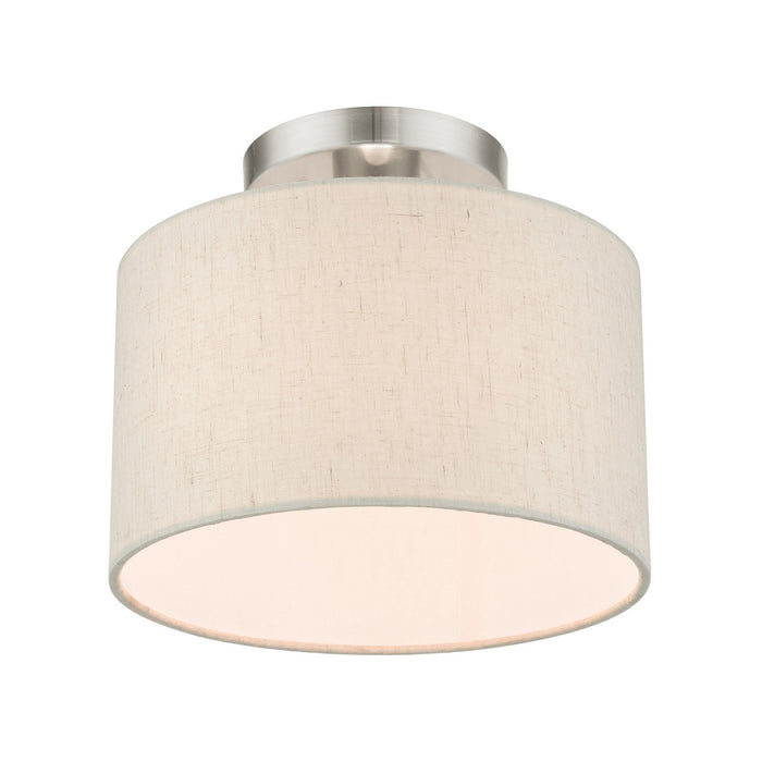 One Light Semi Flush Mount from the Meadow collection in Brushed Nickel finish