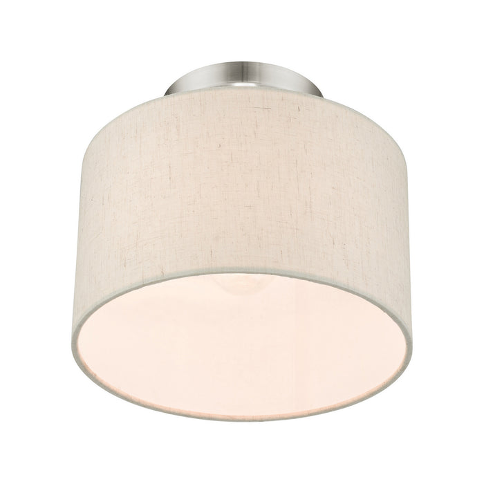 One Light Semi Flush Mount from the Meadow collection in Brushed Nickel finish