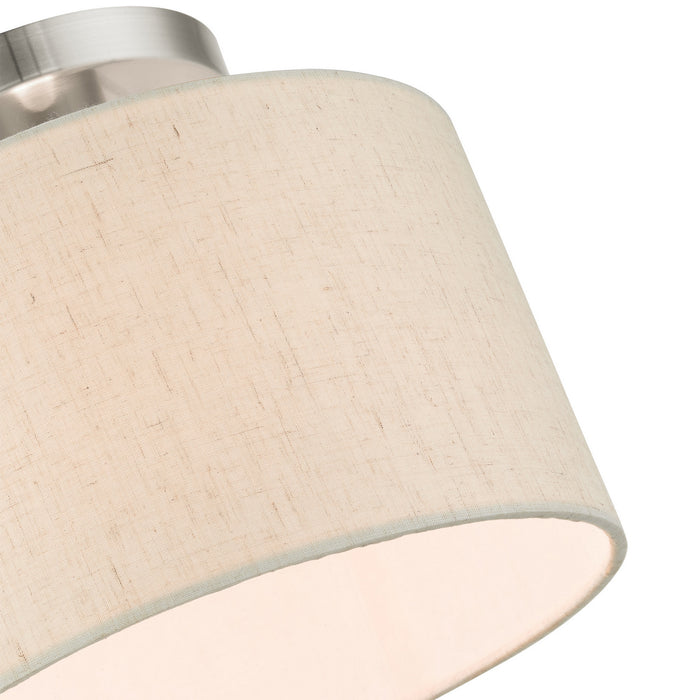 One Light Semi Flush Mount from the Meadow collection in Brushed Nickel finish