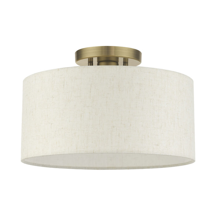 One Light Semi Flush Mount from the Blossom collection in Antique Brass finish