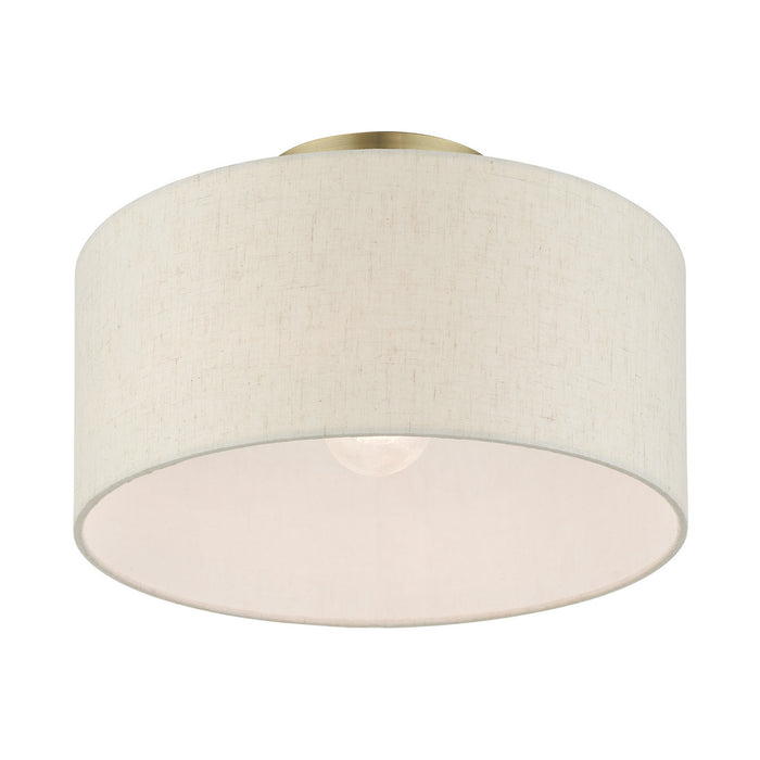 One Light Semi Flush Mount from the Blossom collection in Antique Brass finish