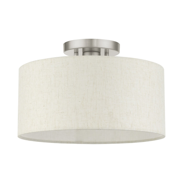 One Light Semi Flush Mount from the Meadow collection in Brushed Nickel finish