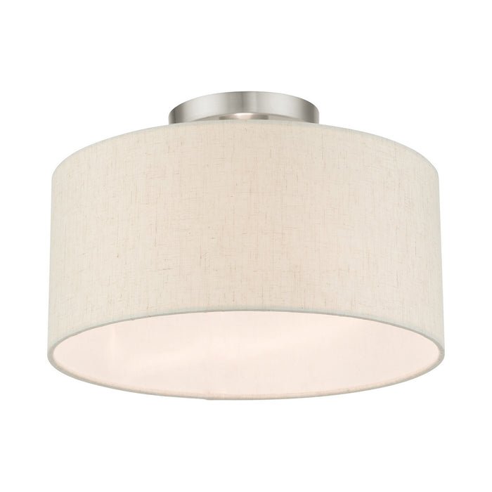 One Light Semi Flush Mount from the Meadow collection in Brushed Nickel finish