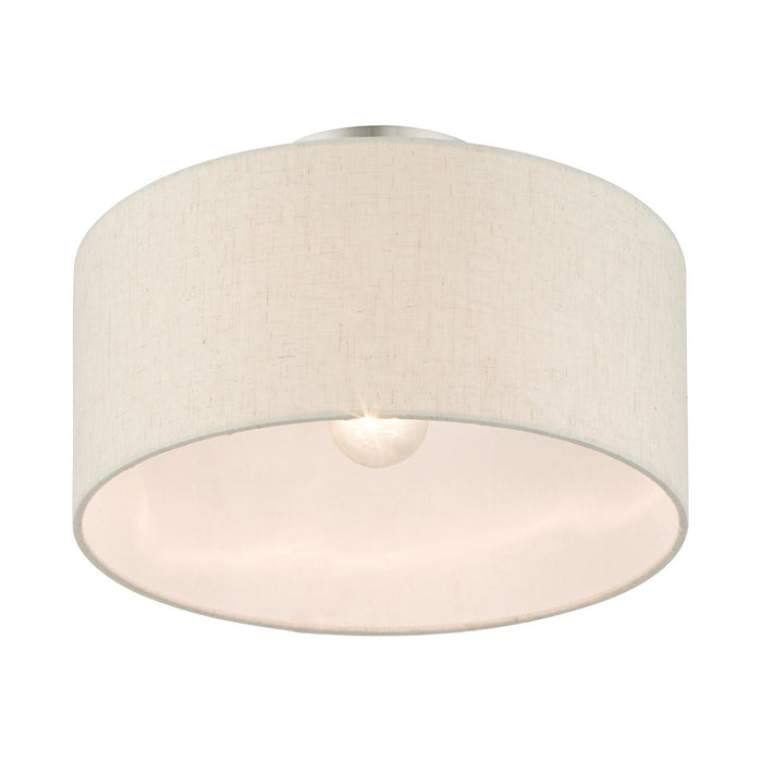 One Light Semi Flush Mount from the Meadow collection in Brushed Nickel finish