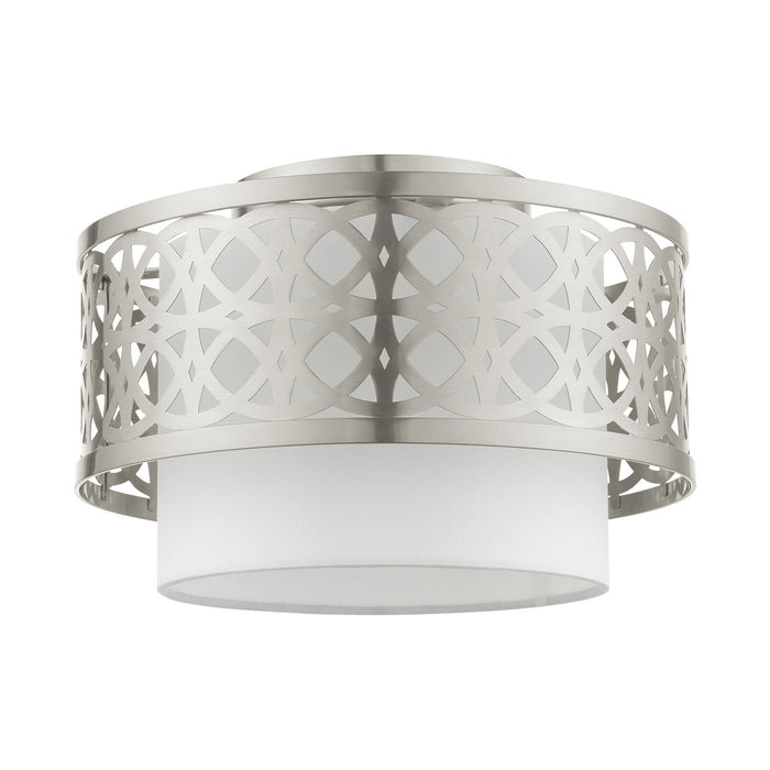 One Light Semi Flush Mount from the Calinda collection in Brushed Nickel finish