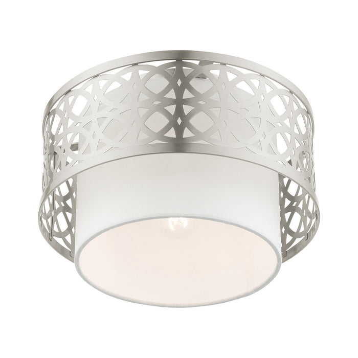 One Light Semi Flush Mount from the Calinda collection in Brushed Nickel finish