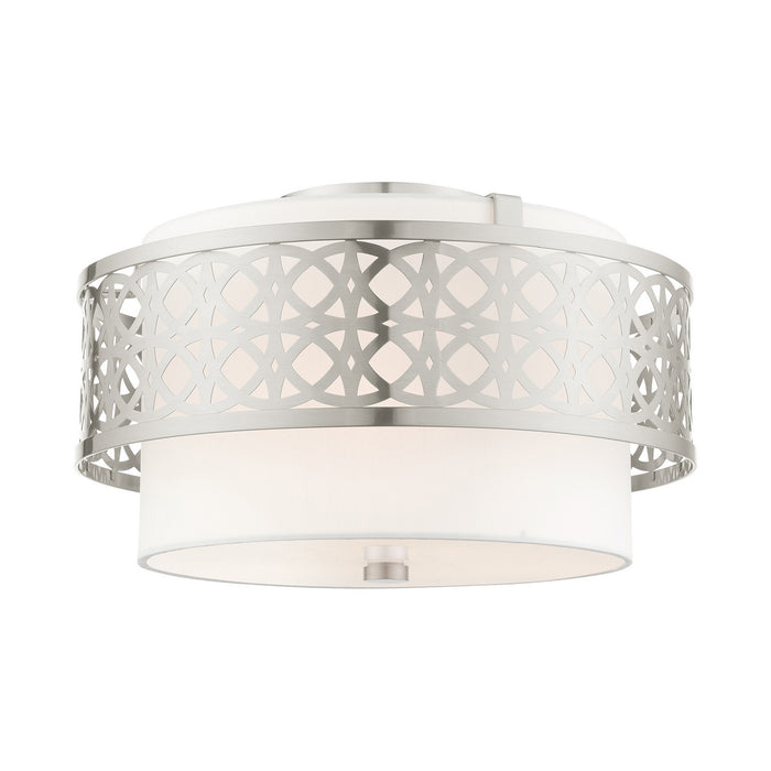 Three Light Semi Flush Mount from the Calinda collection in Brushed Nickel finish
