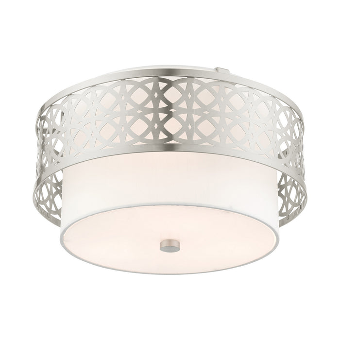 Three Light Semi Flush Mount from the Calinda collection in Brushed Nickel finish