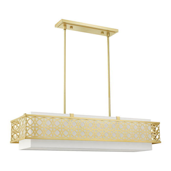 Six Light Linear Chandelier from the Calinda collection in Soft Gold finish