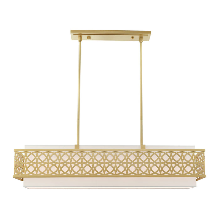 Six Light Linear Chandelier from the Calinda collection in Soft Gold finish