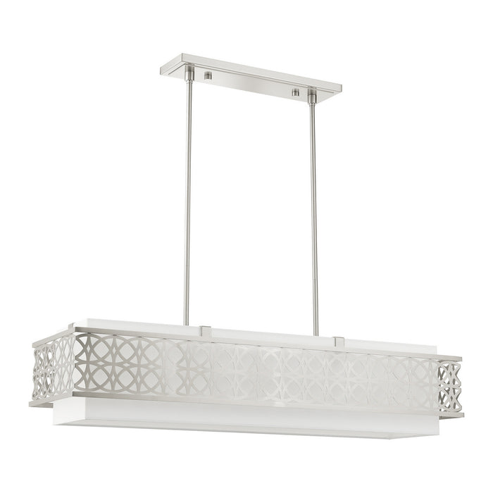 Six Light Linear Chandelier from the Calinda collection in Brushed Nickel finish