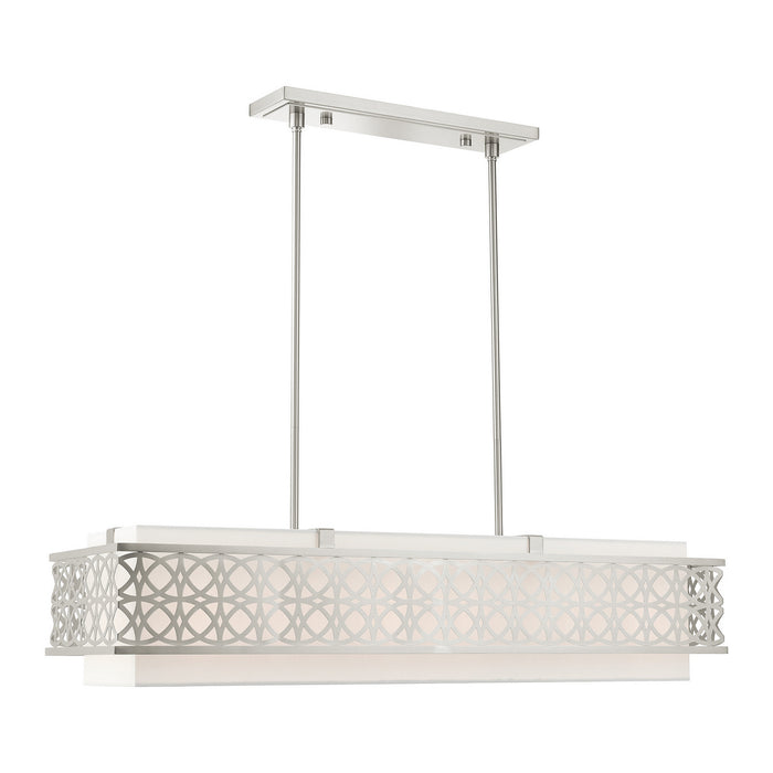 Six Light Linear Chandelier from the Calinda collection in Brushed Nickel finish
