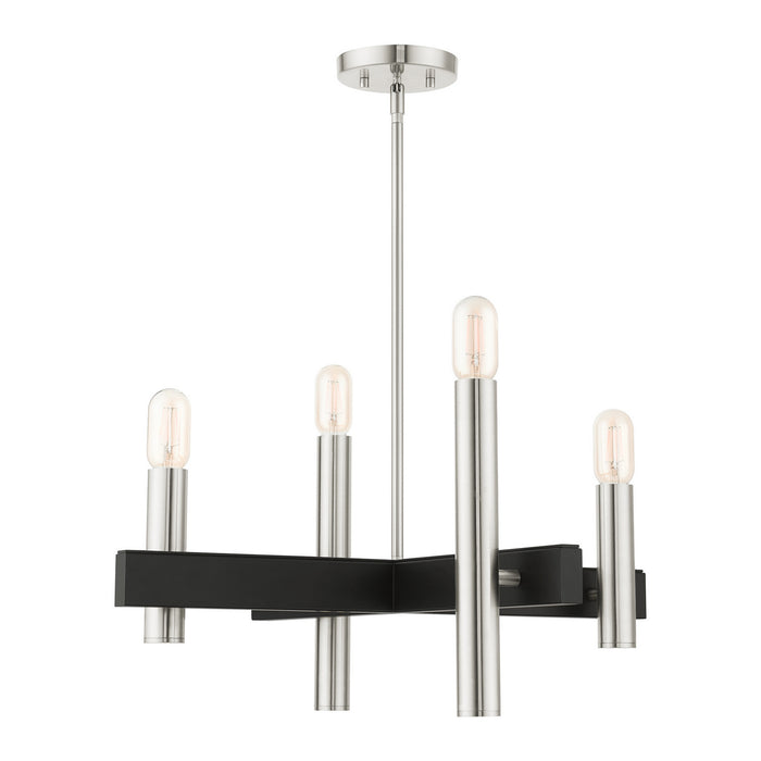 Four Light Chandelier from the Helsinki collection in Brushed Nickel finish