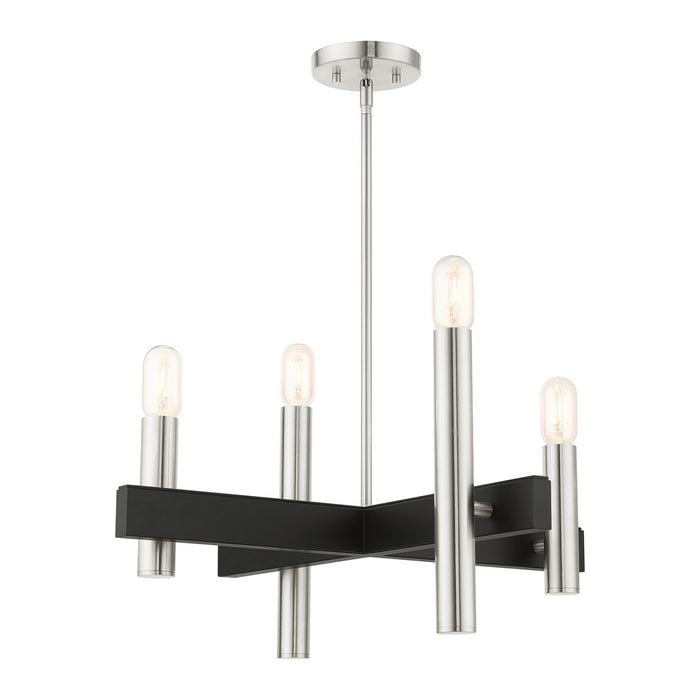 Four Light Chandelier from the Helsinki collection in Brushed Nickel finish