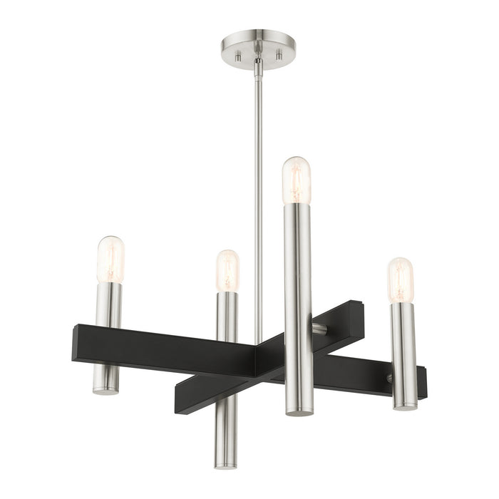 Four Light Chandelier from the Helsinki collection in Brushed Nickel finish