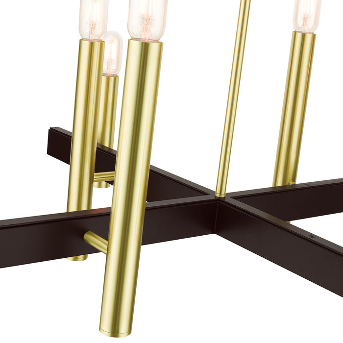 Eight Light Chandelier from the Helsinki collection in Satin Brass finish