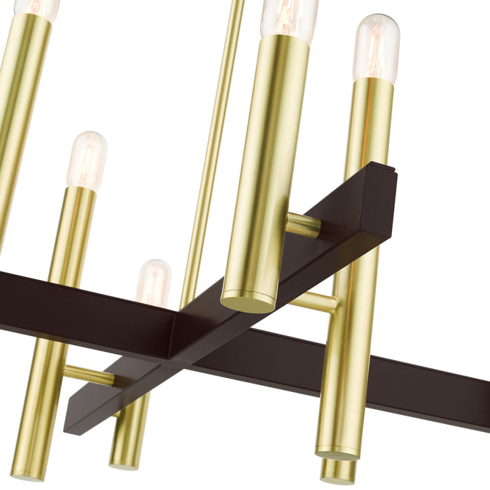 Eight Light Chandelier from the Helsinki collection in Satin Brass finish