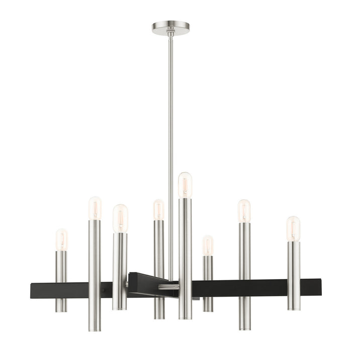 Eight Light Chandelier from the Helsinki collection in Brushed Nickel finish