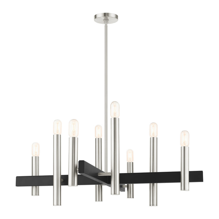 Eight Light Chandelier from the Helsinki collection in Brushed Nickel finish