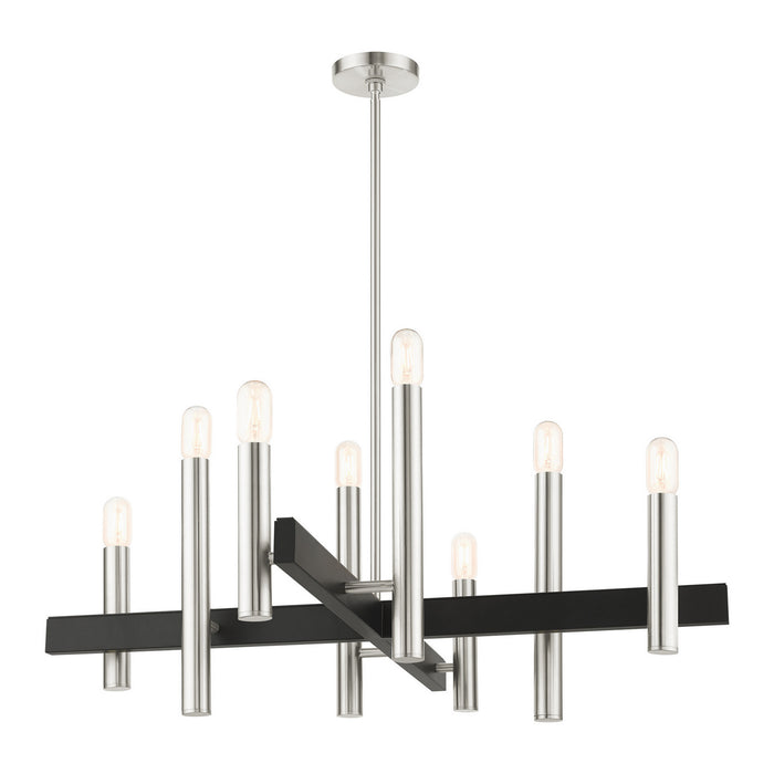 Eight Light Chandelier from the Helsinki collection in Brushed Nickel finish