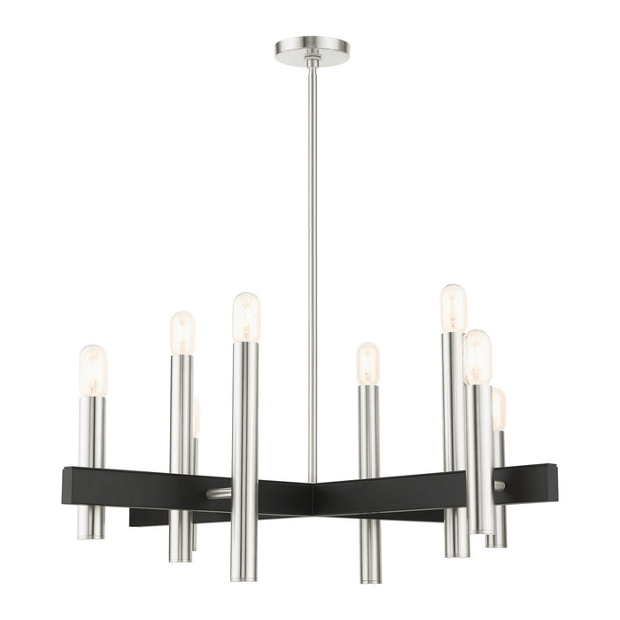 Eight Light Chandelier from the Helsinki collection in Brushed Nickel finish