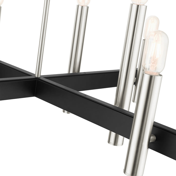 Eight Light Chandelier from the Helsinki collection in Brushed Nickel finish