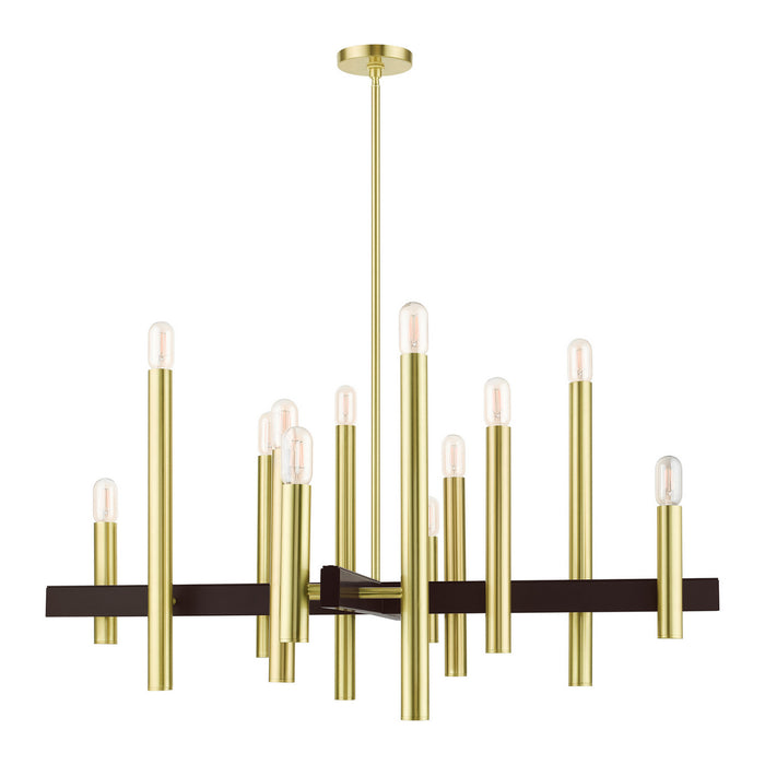 12 Light Chandelier from the Helsinki collection in Satin Brass finish