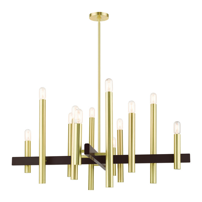 12 Light Chandelier from the Helsinki collection in Satin Brass finish