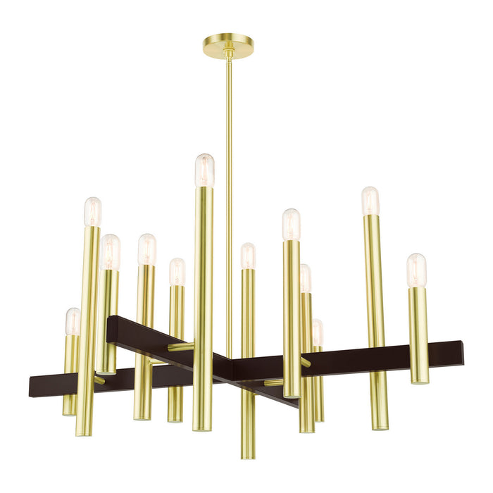 12 Light Chandelier from the Helsinki collection in Satin Brass finish