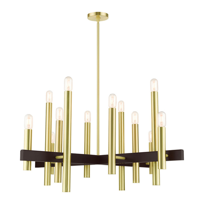 12 Light Chandelier from the Helsinki collection in Satin Brass finish