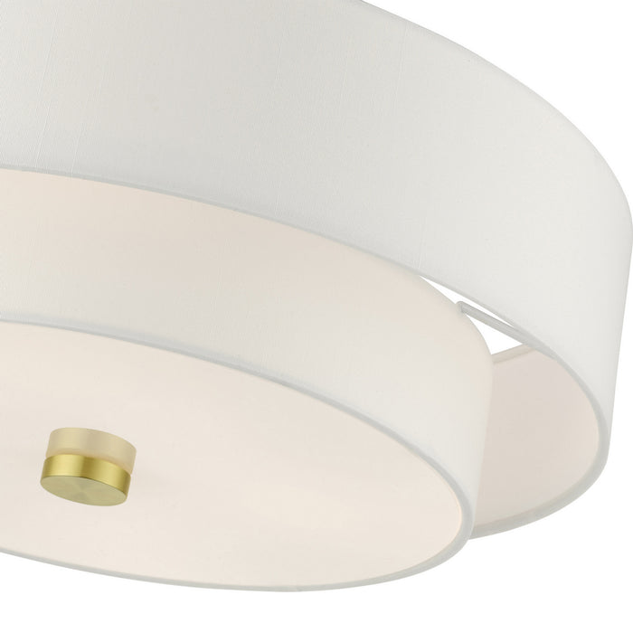 Four Light Semi Flush Mount from the Meridian collection in Satin Brass finish