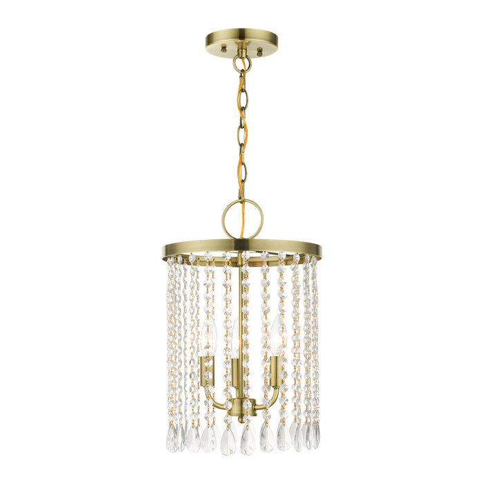 Three Light Chandelier from the Elizabeth collection in Antique Brass finish