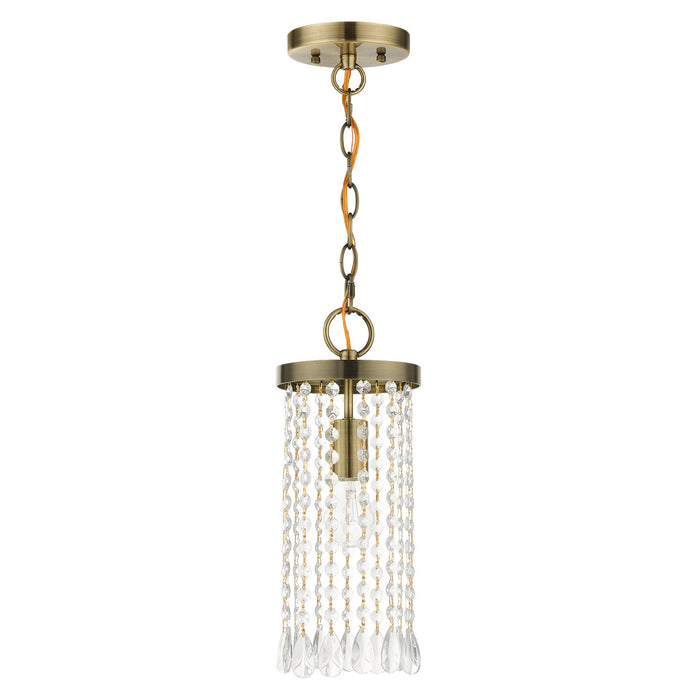 One Light Mini Pendant from the Elizabeth collection in Antique Brass finish