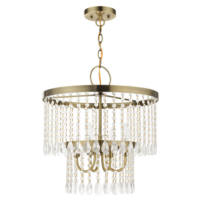 Four Light Chandelier from the Elizabeth collection in Antique Brass finish