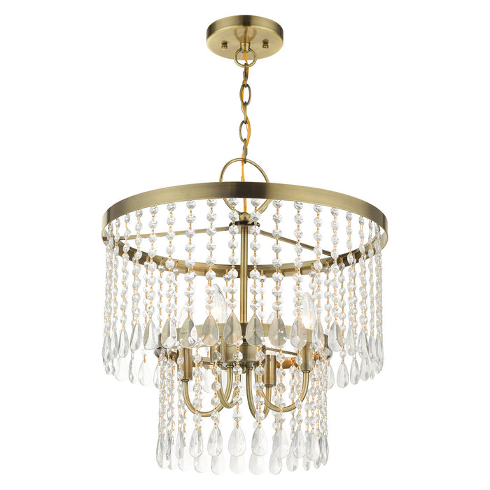 Four Light Chandelier from the Elizabeth collection in Antique Brass finish